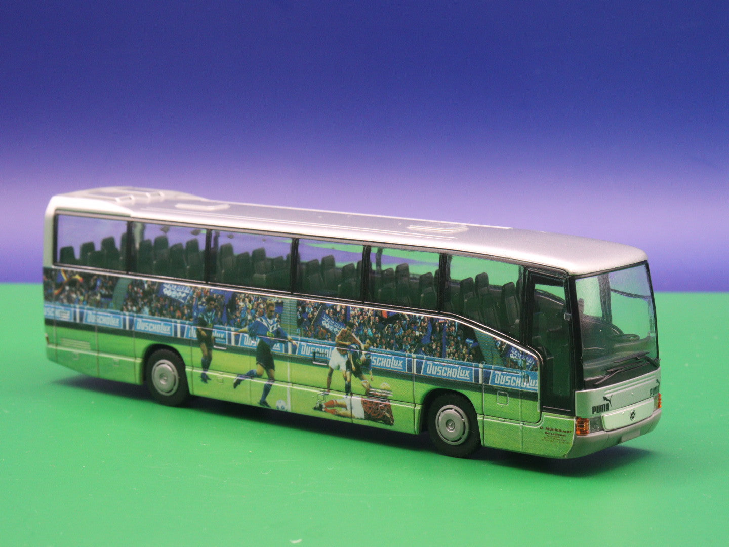 Mercedes Benz O 404 RHD - Fußball Waldhof Mannheim 1995/1996  - Modellbus Rietze Reisebus