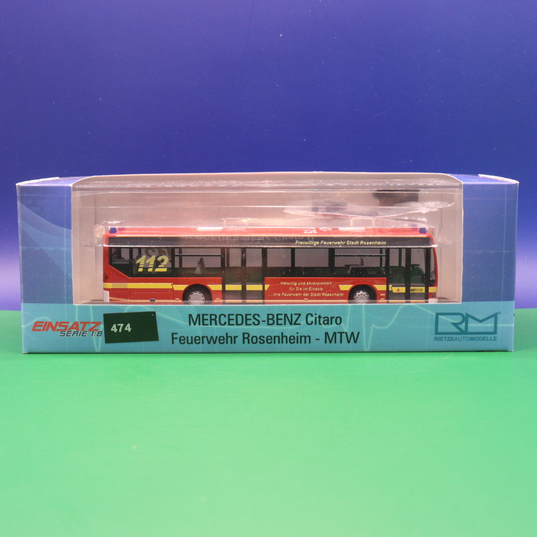 Mercedes Benz O530 Citaro - Feuerwehr Rosenheim MTW - mit Vitrine - Modellbus Rietze 66898