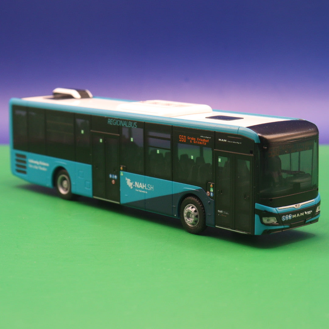 MAN Lions Intercity LE - Regionalbus NAH.SH Schleswig Holstein - Linie 550 Grube Friedhof ü Grömitz - Modellbus Rietze 74785