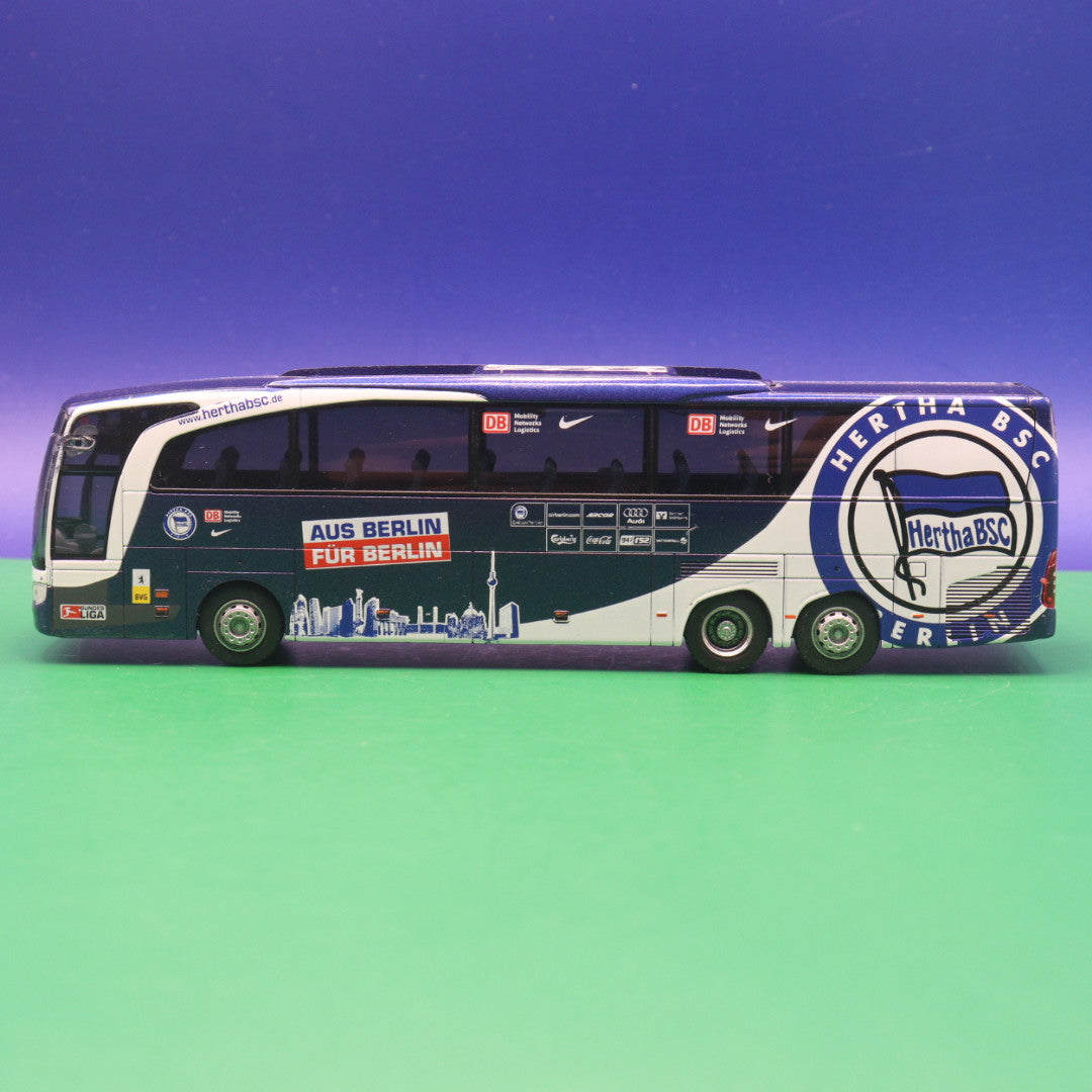 Mercedes Benz Travego M - BVG Berlin - Hertha BSC - Gebraucht Ohne Spiegel - Modellbus Rietze 58190